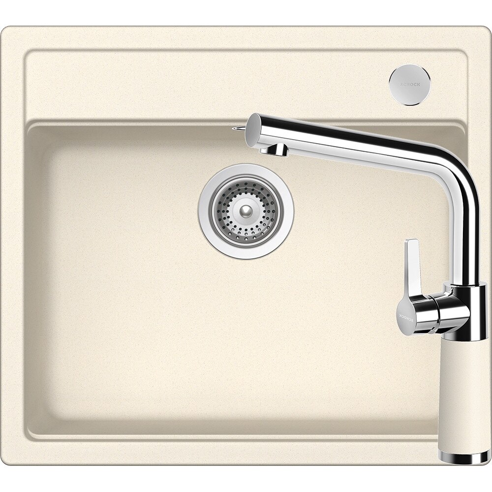 Kit chiuveta Schock Mono N-100 570 x 510 mm si baterie Schock SC-540 Magnolia Cristadur
