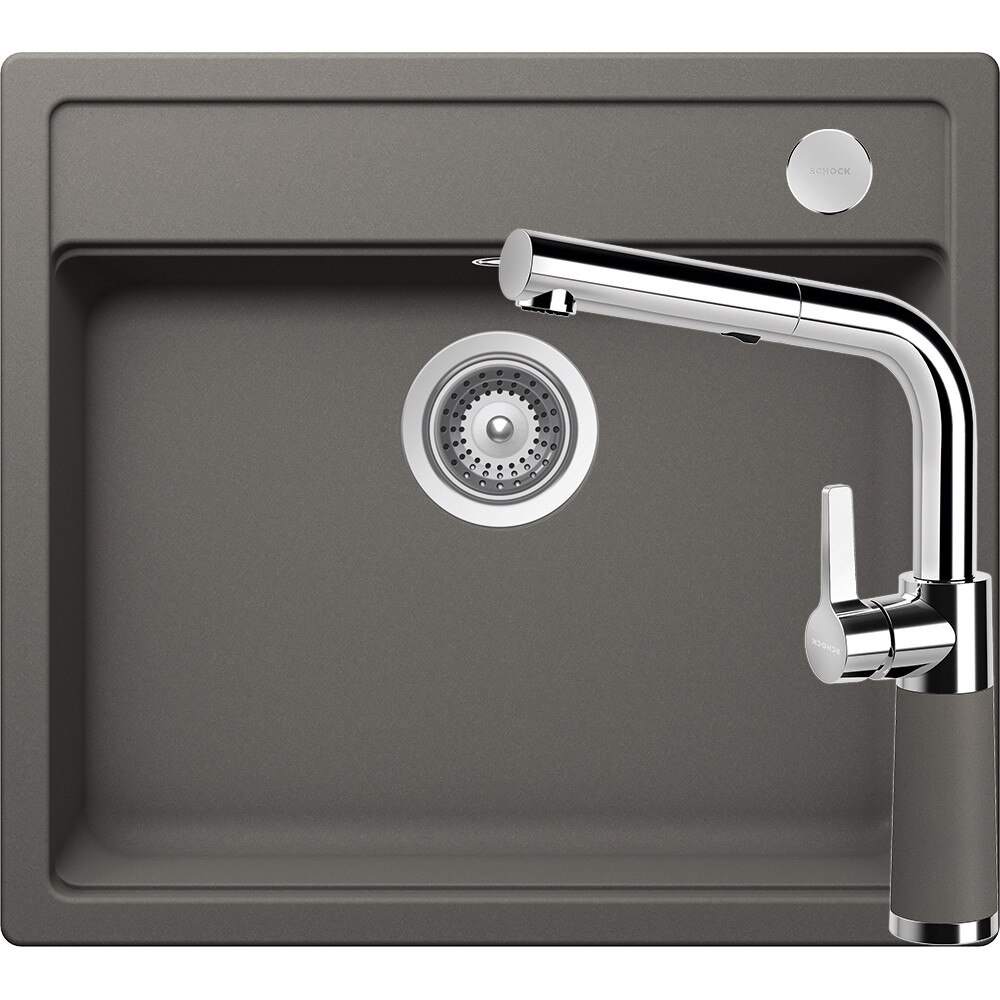 Kit chiuveta Schock Mono N-100 570 x 510 mm si baterie Schock SC-540 cu Dus Extractibil Silverstone Cristadur