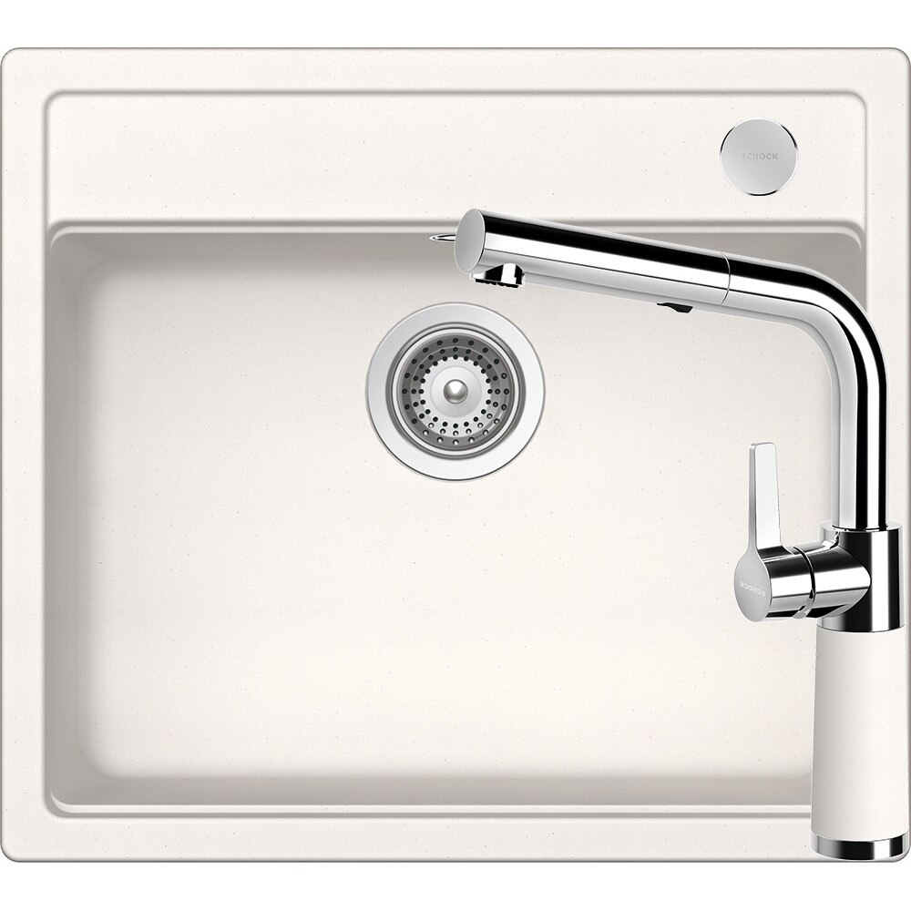 Kit chiuveta Schock Mono N-100 570 x 510 mm si baterie Schock SC-540 cu Dus Extractibil Polaris Cristadur