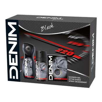 Set Denim Black: Gel de dus, 250 ml + Deodorant spray, 150 ml Set Denim Black: Gel de dus, 250 ml + Deodorant spray, 150 ml