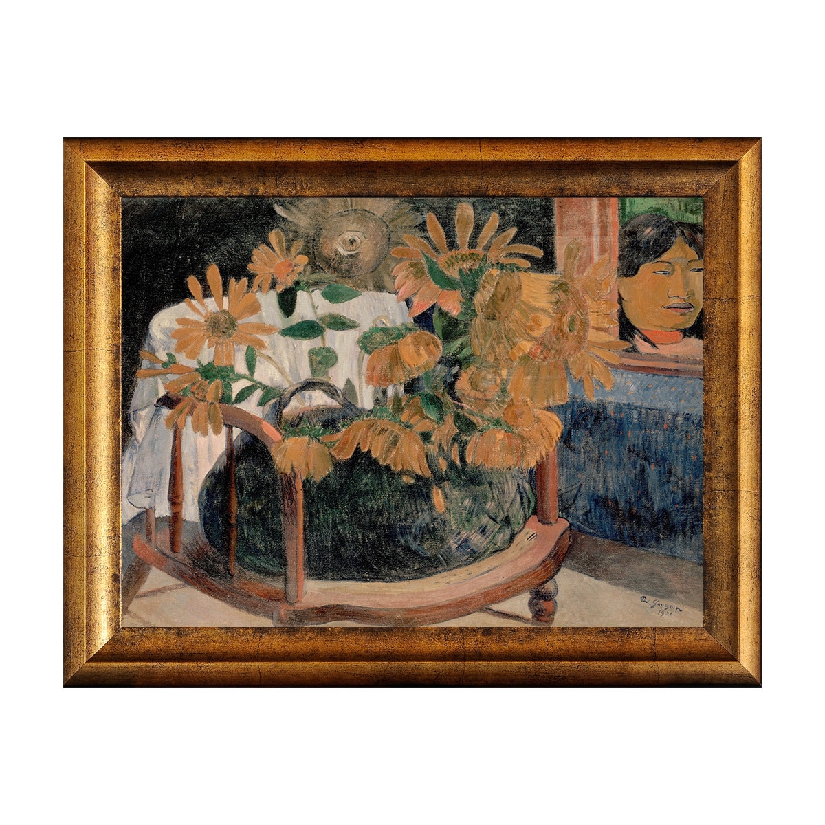 Tablou Inramat - Gauguin - Sunflowers, Rama Auriu, 30 x 40 cm