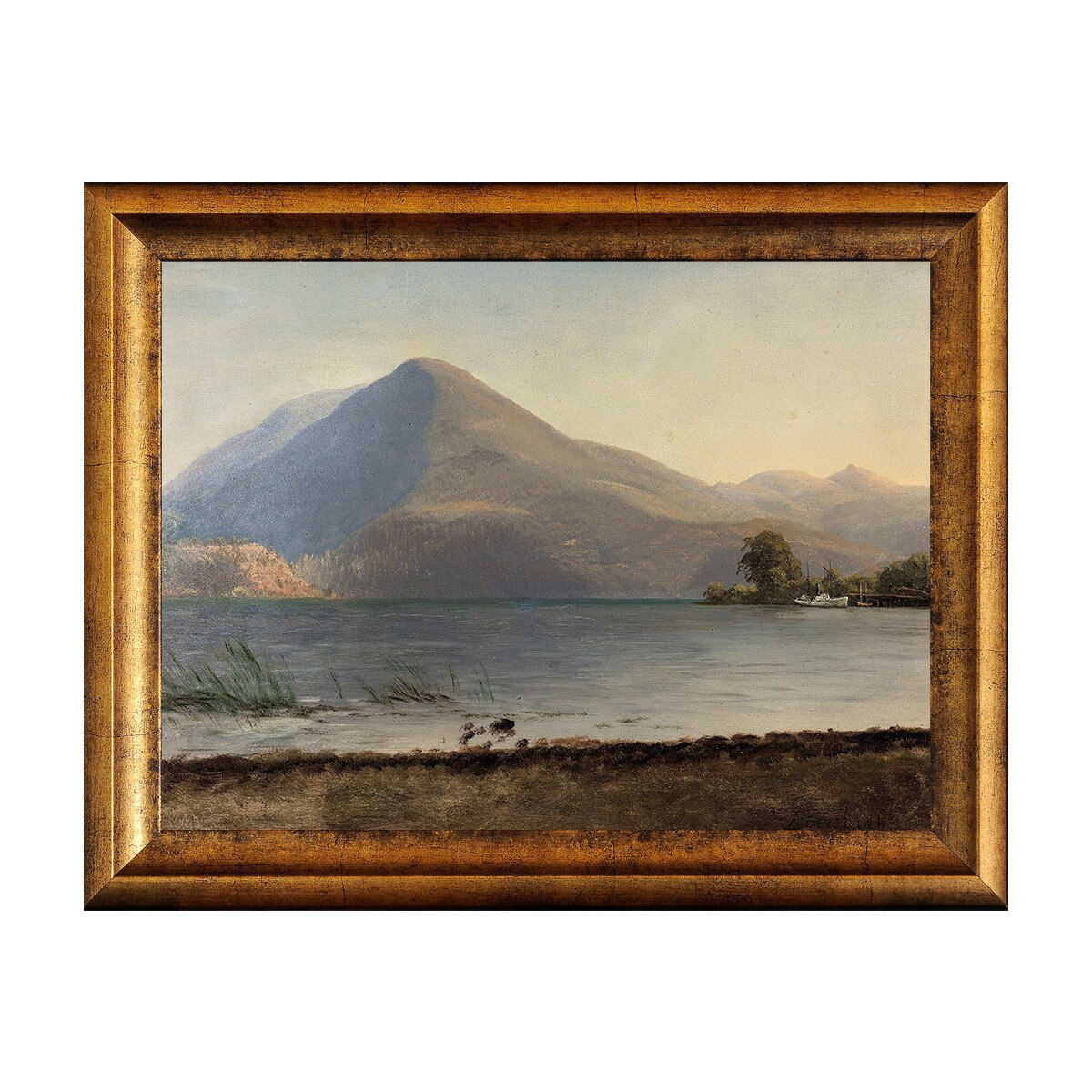 Tablou Inramat - Bierstadt - On the Hudson, Rama Auriu, 30 x 40 cm