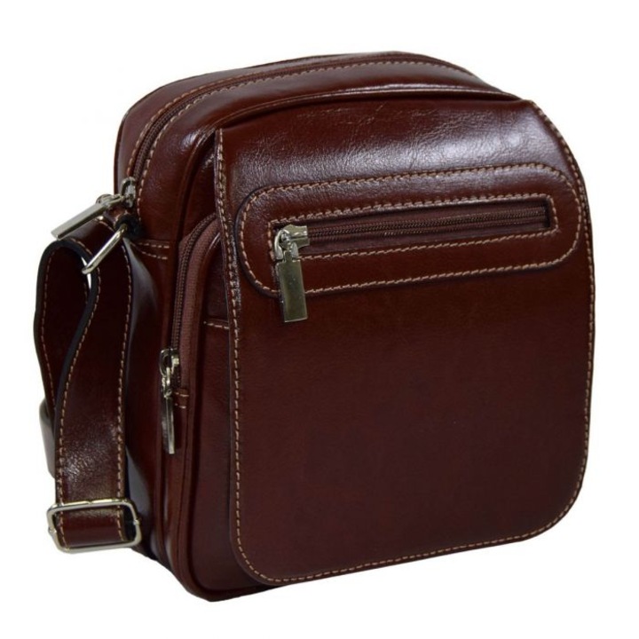 Férfi vörösbarna bőr táska, casual 02, The Bag Shop