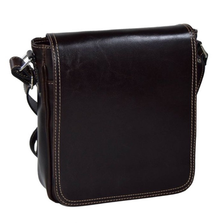 Férfi barna, vintage, bőr táska, patentos fedőlap, 04 The Bag Shop