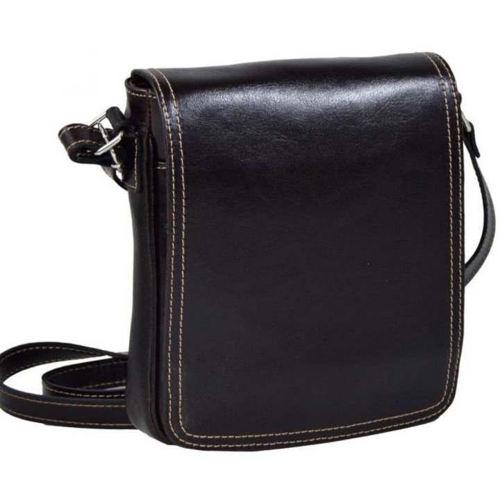 Férfi, vintage barna, puha bőr táska, patentos fedőlap, 05 TheBagShop