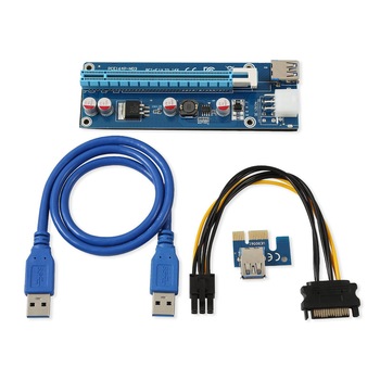 Kit grafic riser card VER006C pentru minat cu placa PCI-E 164P 1X la 16X , cablu 6pini la Sata si cablu extensie USB 3.0 Kit grafic riser card VER006C pentru minat cu placa PCI-E 164P 1X la 16X , cablu 6pini la Sata si cablu extensie USB 3.0