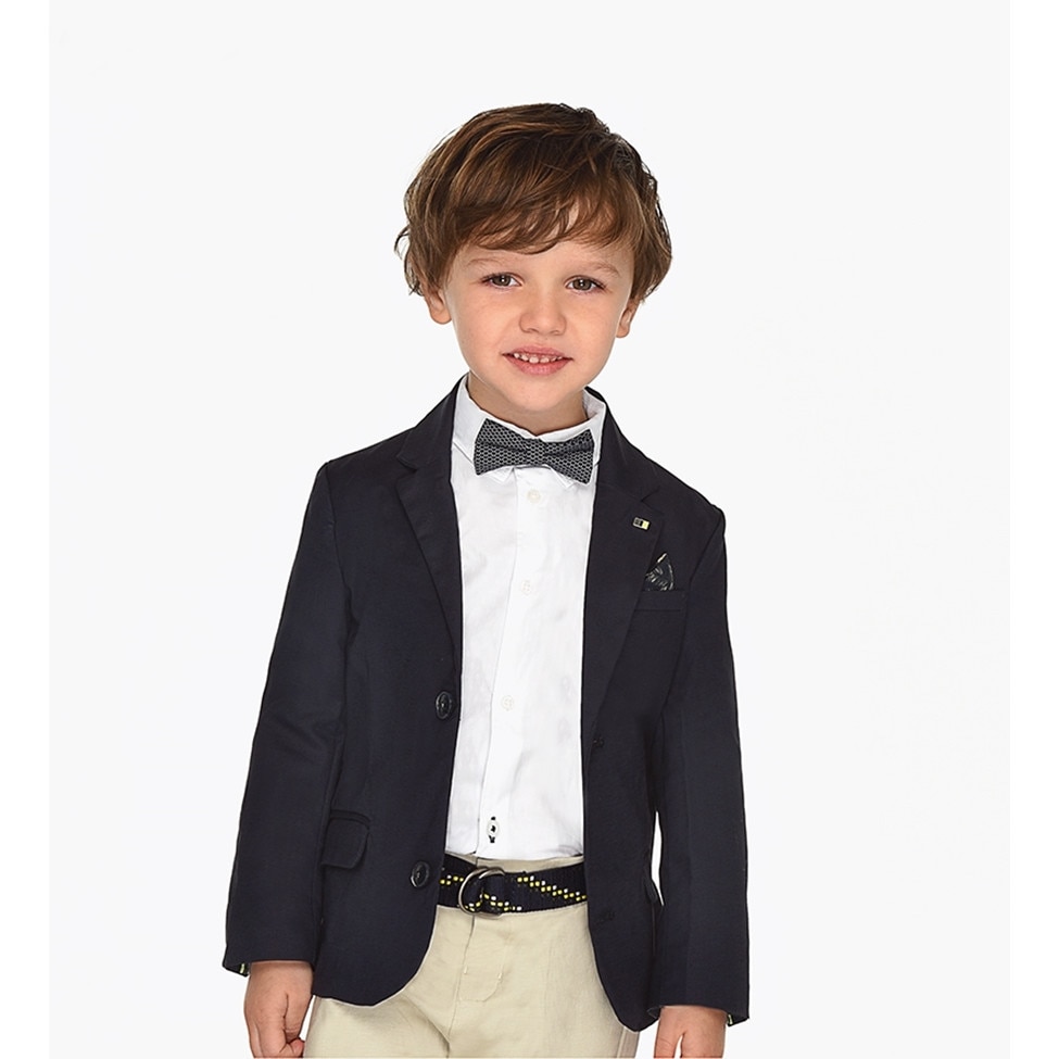 Jacheta costum Mayoral tip sacou cu maneca lunga pentru baiat, Albastru marin, 110 CM