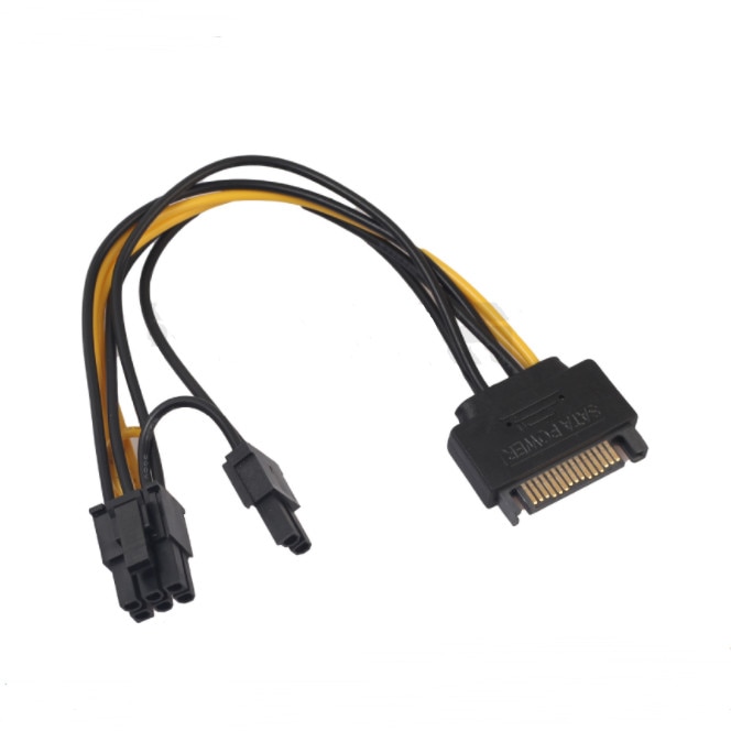 Cablu adaptor de Sata 15 pini tata la PCI-E 8 Pini ( 6 + 2 pini), 15 cm - eMAG.ro