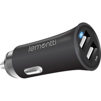 Incarcator auto Lemontti, Dual USB, 3.4A, Negru
