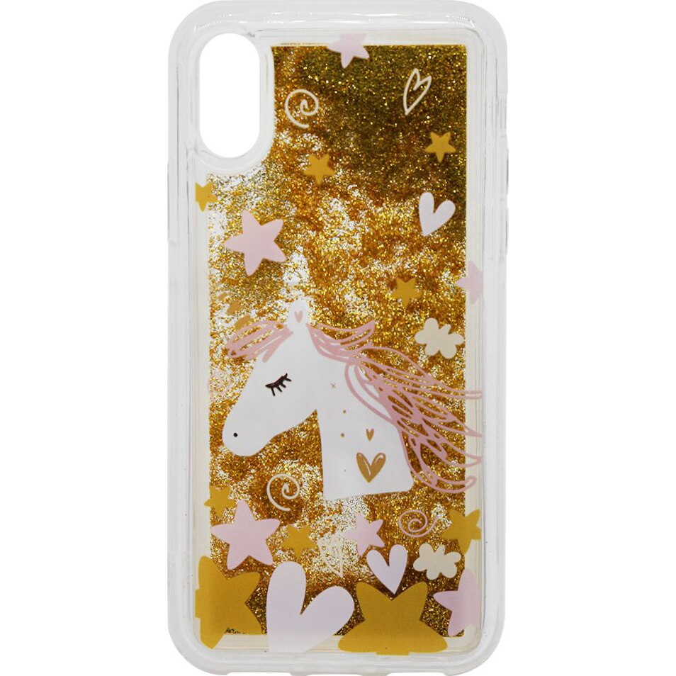Husa de protectie Lemontii Liquid Sand iPhone XS / X, Unicorn Glitter