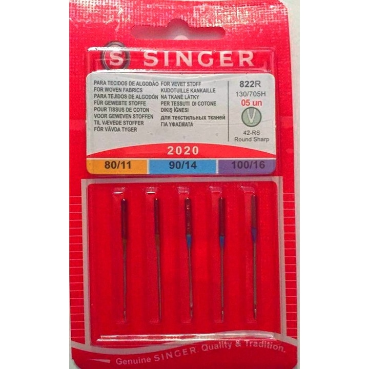 Комплект комбинирани игли за стандартни платове SINGER 2020-822, 5 бр., Многоцветен