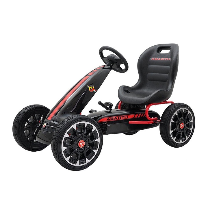 Kart Abarth negru cu pedale pentru copii