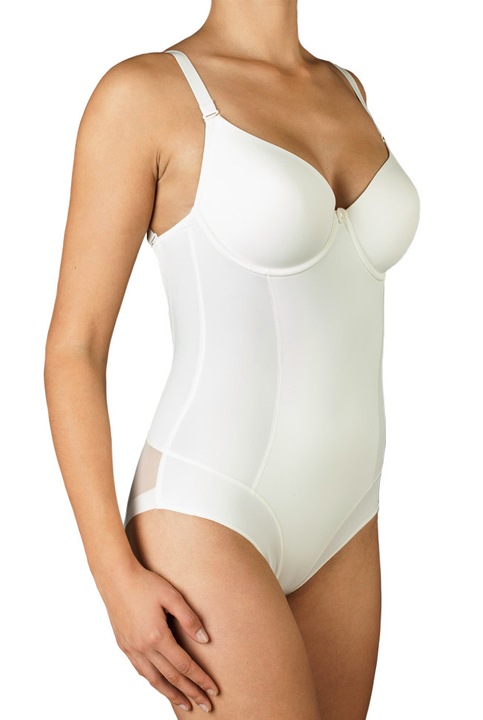 Боди Dama, Selene, Giorgia, Мек материал, Оформящ ефект, Изрязан гръб, Без странични шевове, Чашки с подплънки, Тънки презрамки, Бял
