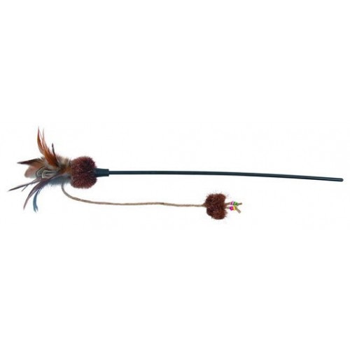Jucarie Trixie undita cu minge de plus, fluture si pene 54 cm 45741