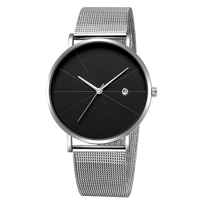 Ceas Unisex Quartz Viser Casual Elegant Silver-negru, CP99543SNU, curea din metal (mesh), afisaj analog