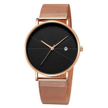 Ceas Unisex Quartz Viser Casual Elegant Rosegold-negru, CP99543RNU, curea din metal (mesh), afisaj analog Ceas Unisex Quartz Viser Casual Elegant Rosegold-negru, CP99543RNU, curea din metal (mesh), afisaj analog