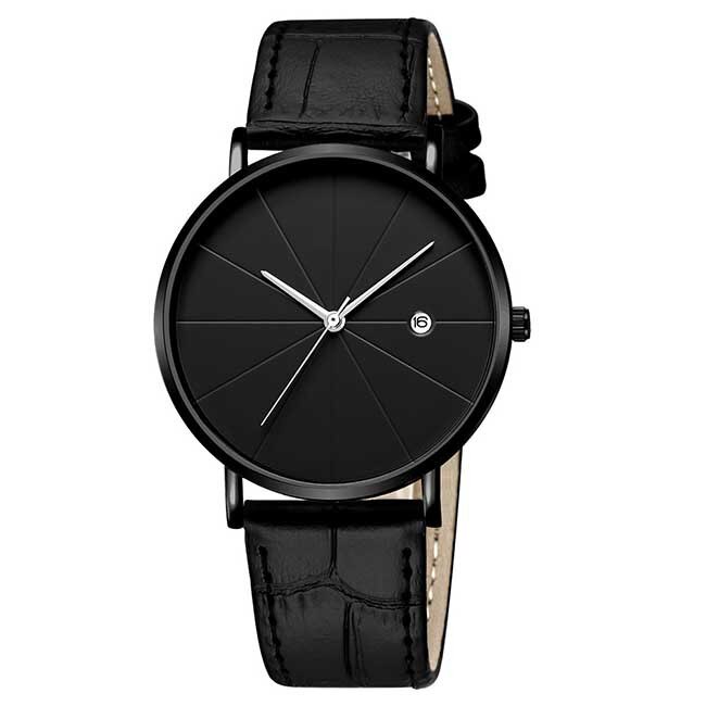 Ceas Unisex Quartz Viser Casual Elegant Negru, CP99544NU, curea din piele, afisaj analog
