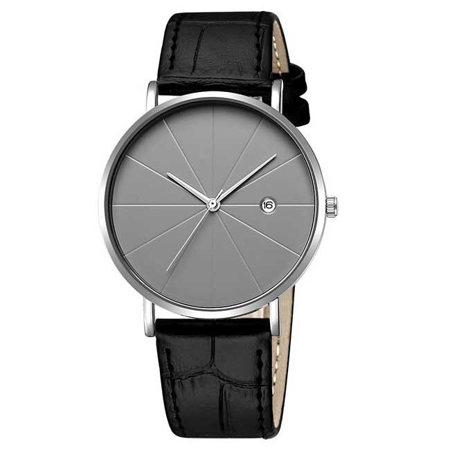 Ceas Unisex Quartz Viser Casual Elegant Gri, CP99544GI, curea din piele, afisaj analog