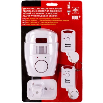 Alarma cu senzor de miscare, Zola, cu 2 telecomenzi Alarma cu senzor de miscare, Zola, cu 2 telecomenzi