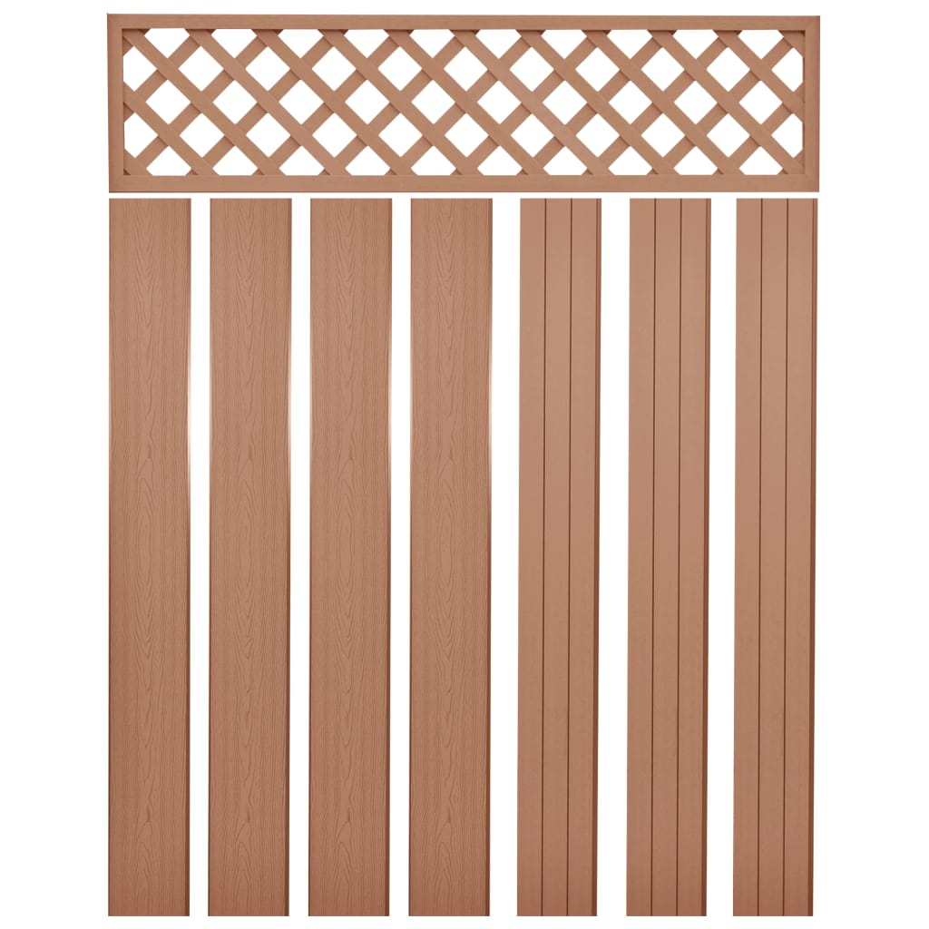 Set 7 placi de rezerva panou de gard, vidaXL, PVC, 170 x 20,3 cm, Maro