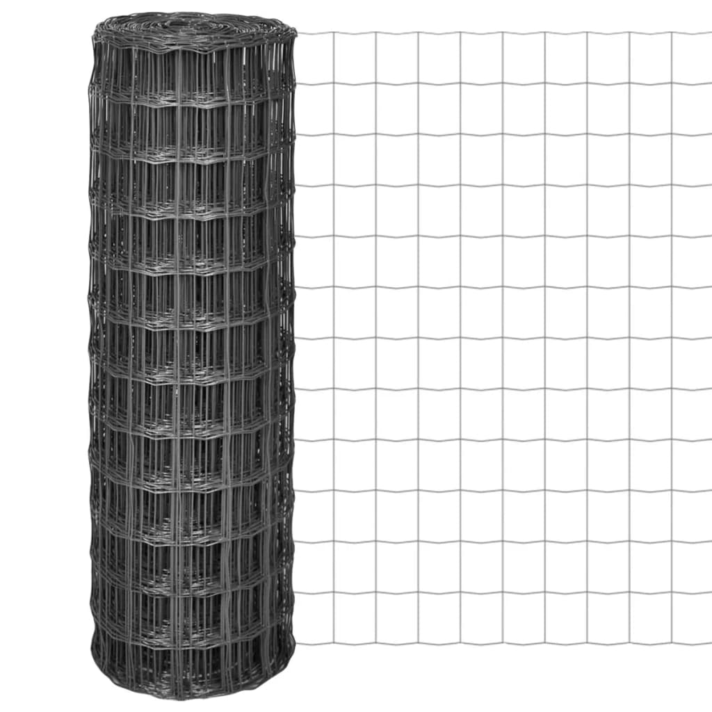 Plasa de gard din otel, vidaXL, Gri100 x 100 mm, 10 x 1.2 m