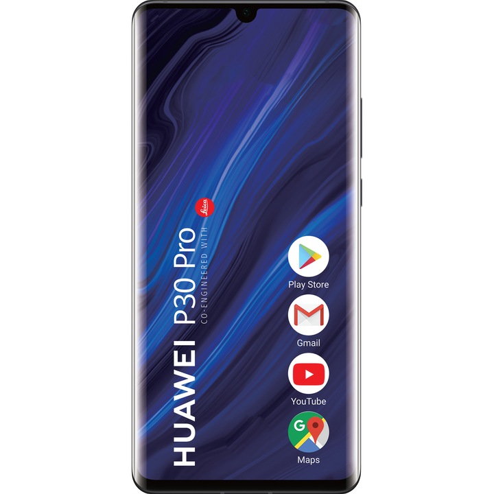 Telefon mobil Huawei P30 Pro, Dual SIM, 128GB, 6GB RAM, 4G, Midnight Black