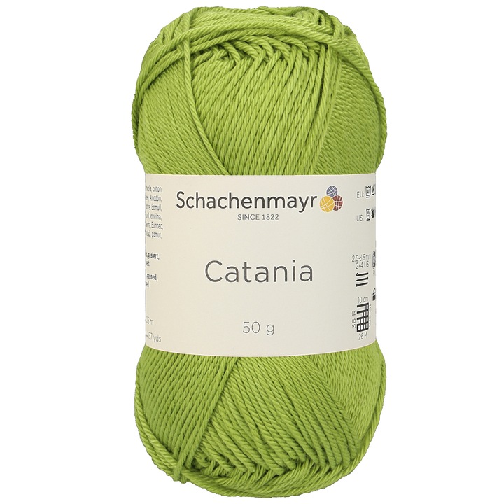 Fir Textil Smc Schachenmayr Catania 0205, pentru crosetat si tricotat, bumbac, verde mar 125 m
