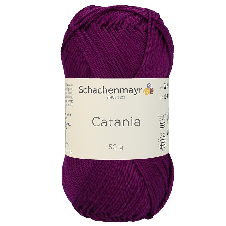 Fir Textil Smc Schachenmayr Catania 0128, pentru crosetat si tricotat, bumbac, mov coacaza 125 m