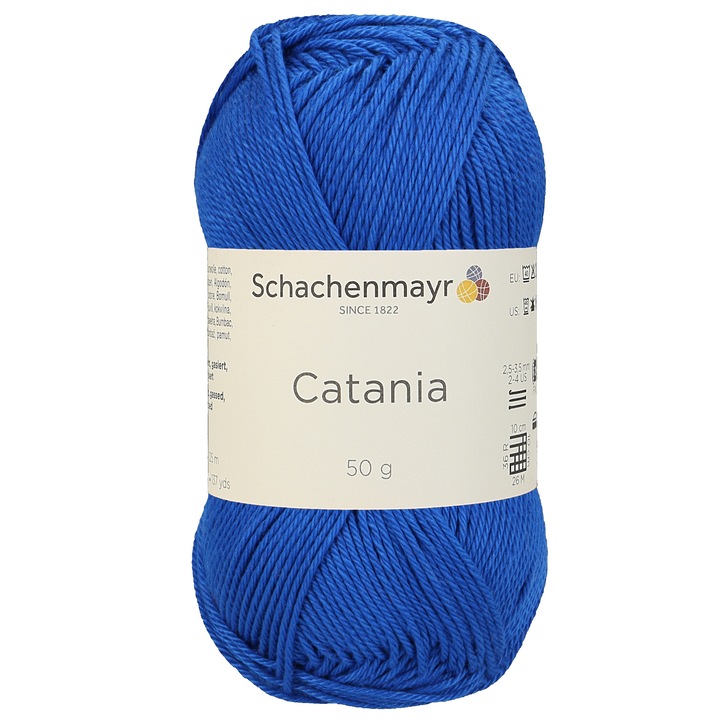 Fir Textil Smc Schachenmayr Catania 0201 pentru crosetat si tricotat, bumbac, albastru royal 125 m