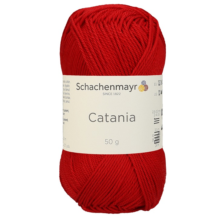 Fir Textil Smc Schachenmayr Catania 0115 pentru crosetat si tricotat, bumbac, rosu, 125 m