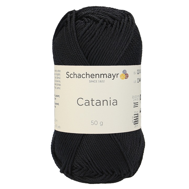 Fir Textil Smc Schachenmayr Catania 0110, pentru crosetat si tricotat, bumbac, negru, 125 m