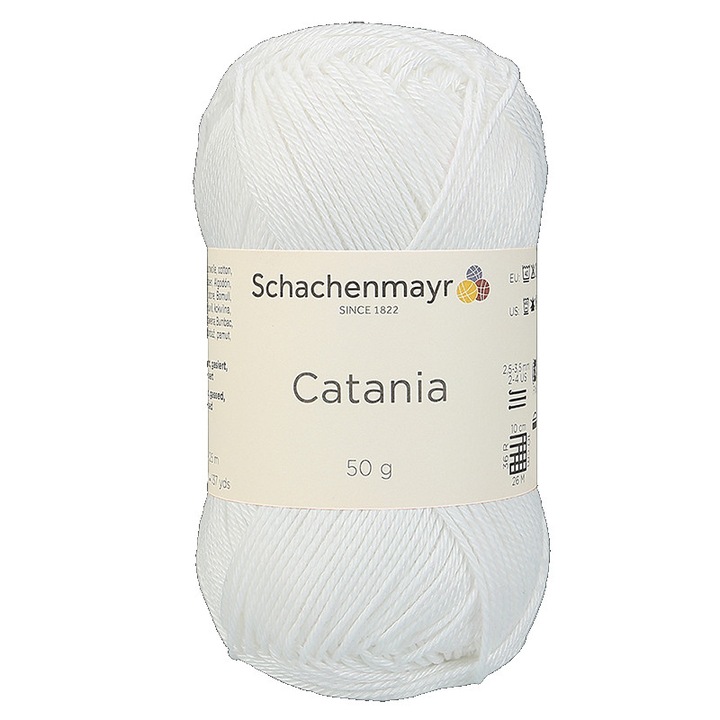 Fir Textil Smc Schachenmayr Catania 0106 pentru crosetat si tricotat, bumbac, alb, 125 m
