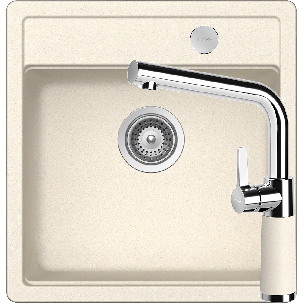 Kit chiuveta Schock Mono N-100S 490 x 510 mm si baterie Schock SC-540 Magnolia Cristadur