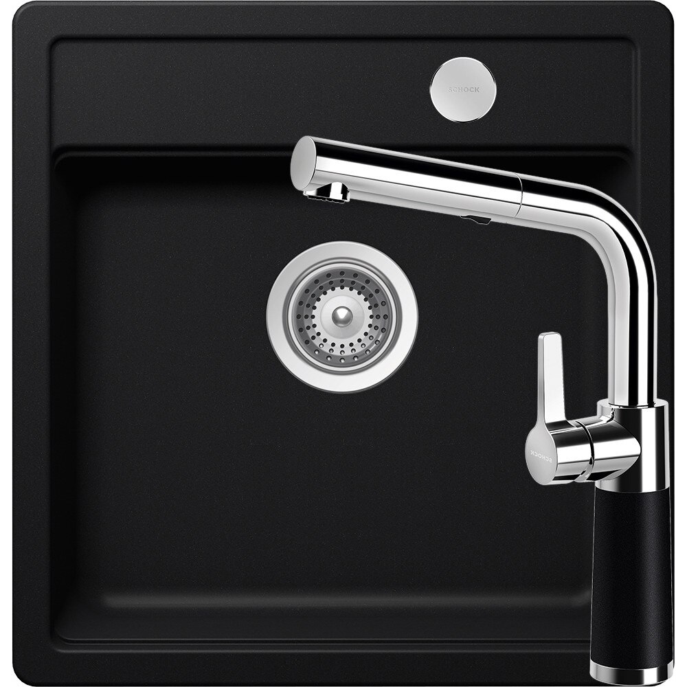 Kit chiuveta Schock Mono N-100S 490 x 510 mm si baterie Schock SC-540 cu Dus Extractibil Puro Cristadur