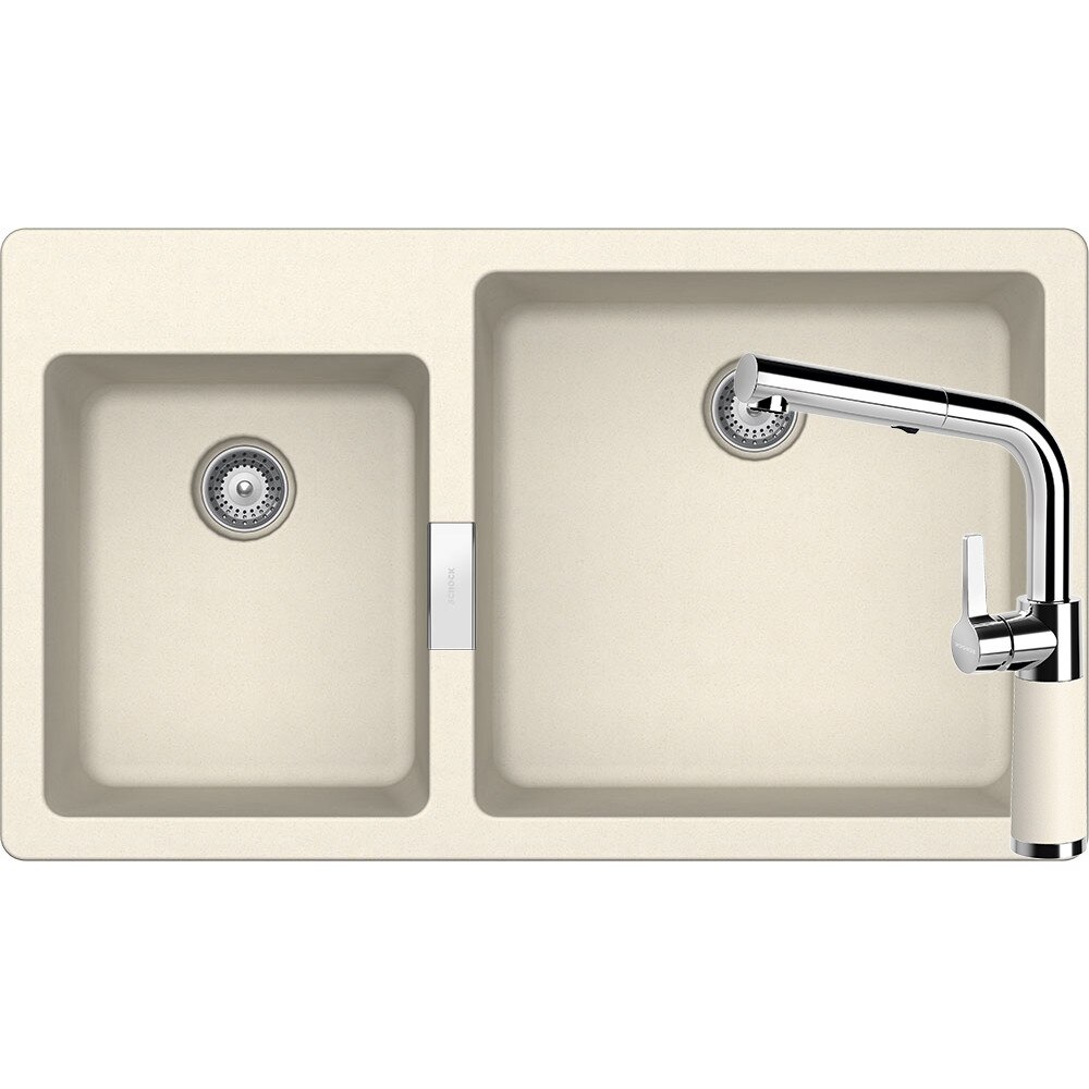Kit chiuveta Schock Signus N-175 860 x 500 mm si baterie Schock SC-540 cu Dus Extractibil Magnolia Cristadur