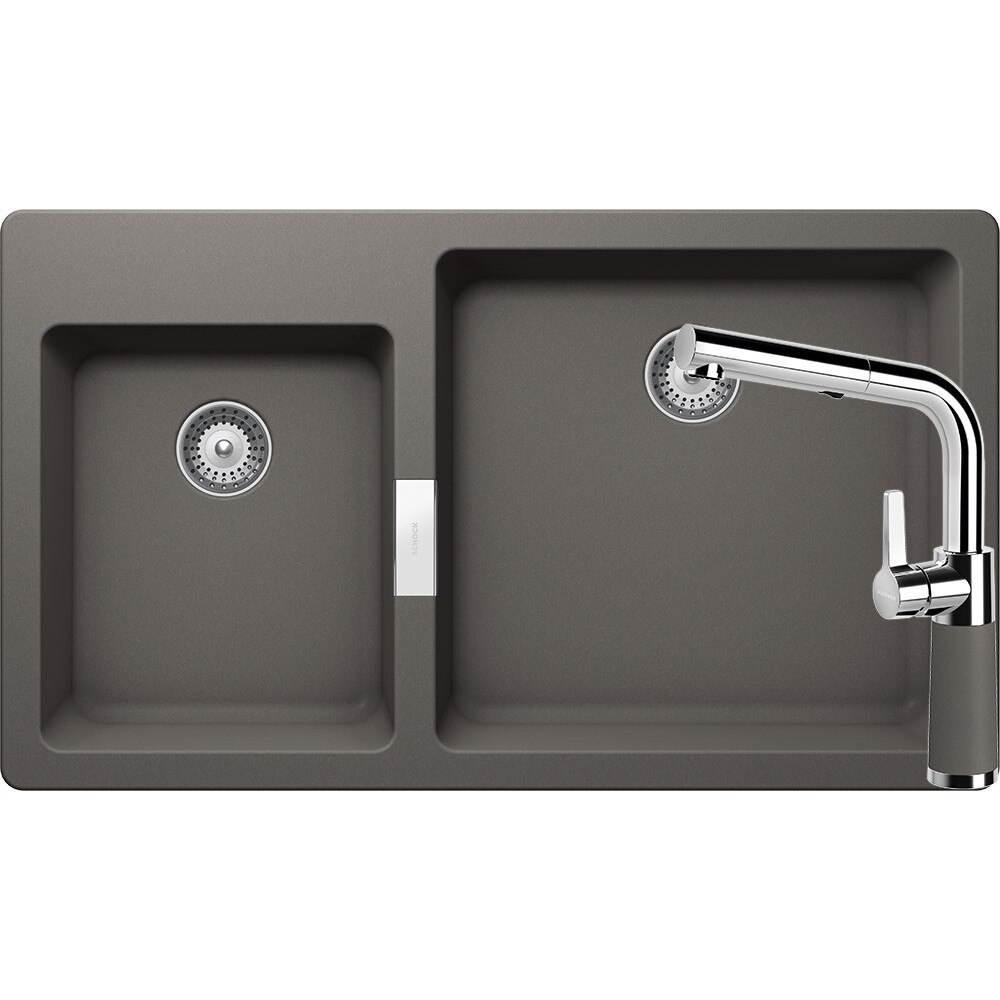 Kit chiuveta Schock Signus N-175 860 x 500 mm si baterie Schock SC-540 cu Dus Extractibil Silverstone Cristadur