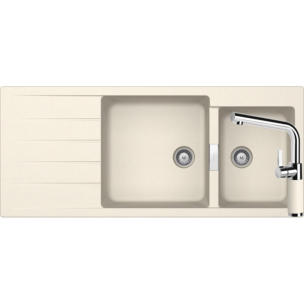 Kit chiuveta Schock Signus D-175 1160 x 500 mm si baterie Schock SC-540 Magnolia Cristadur