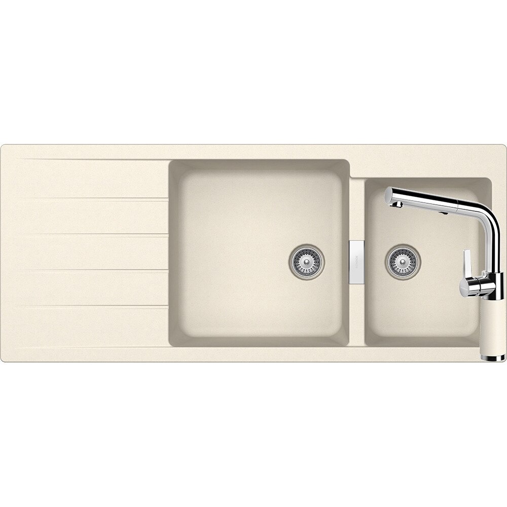 Kit chiuveta Schock Signus D-175 1160 x 500 mm si baterie Schock SC-540 cu Dus Extractibil Magnolia Cristadur