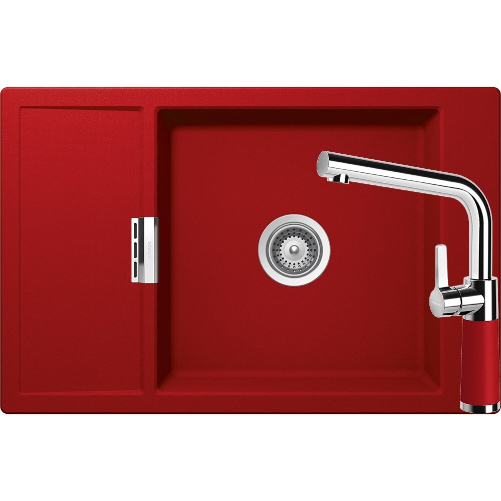 Kit chiuveta Schock Mono D-100XS 780 x 510 mm si baterie Schock SC-540 Rosu Cristadur