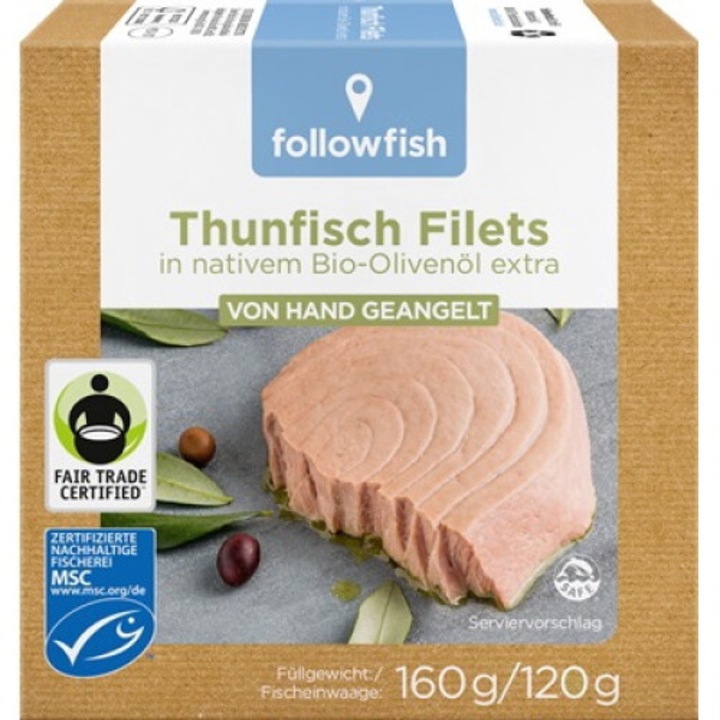 File de Ton Dungat in Ulei de Masline Bio 160gr Followfish