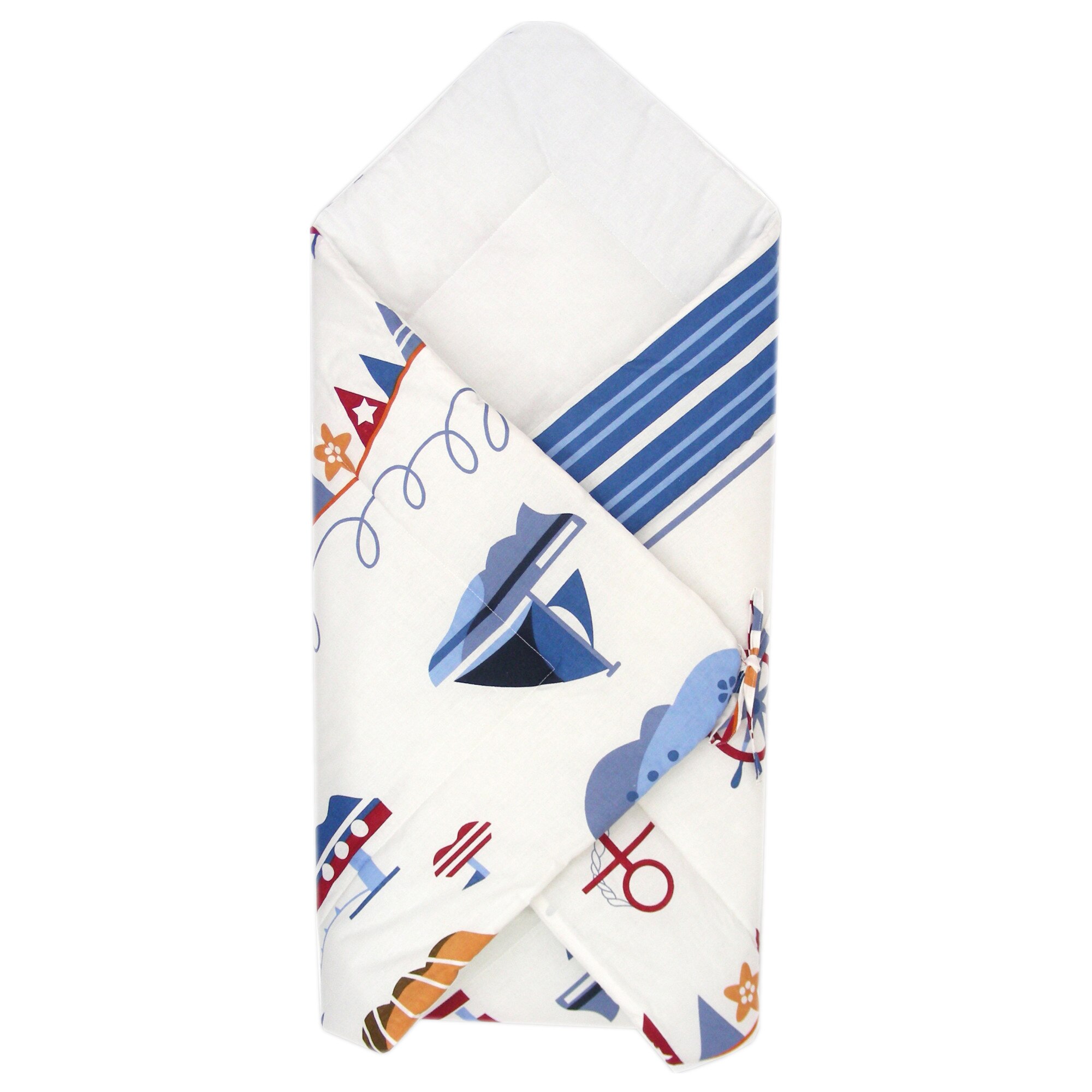 Paturica port bebe marinar alb cu albastru