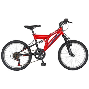 Bicicleta de munte Alpin 2049, brand Rich, suspensie fata/spate , roata 20 inch, frana tip V-Brake, 18 VIteze, rosu cu negru Bicicleta de munte Alpin 2049, brand Rich, suspensie fata/spate , roata 20 inch, frana tip V-Brake, 18 VIteze, rosu cu negru