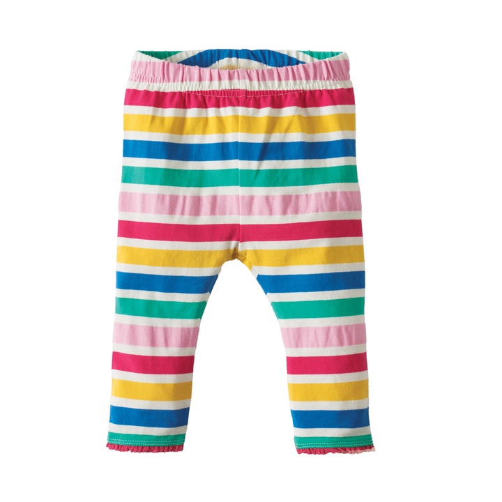 Colanti cu dungi multicolore, bumbac organic, fete 12-18 luni