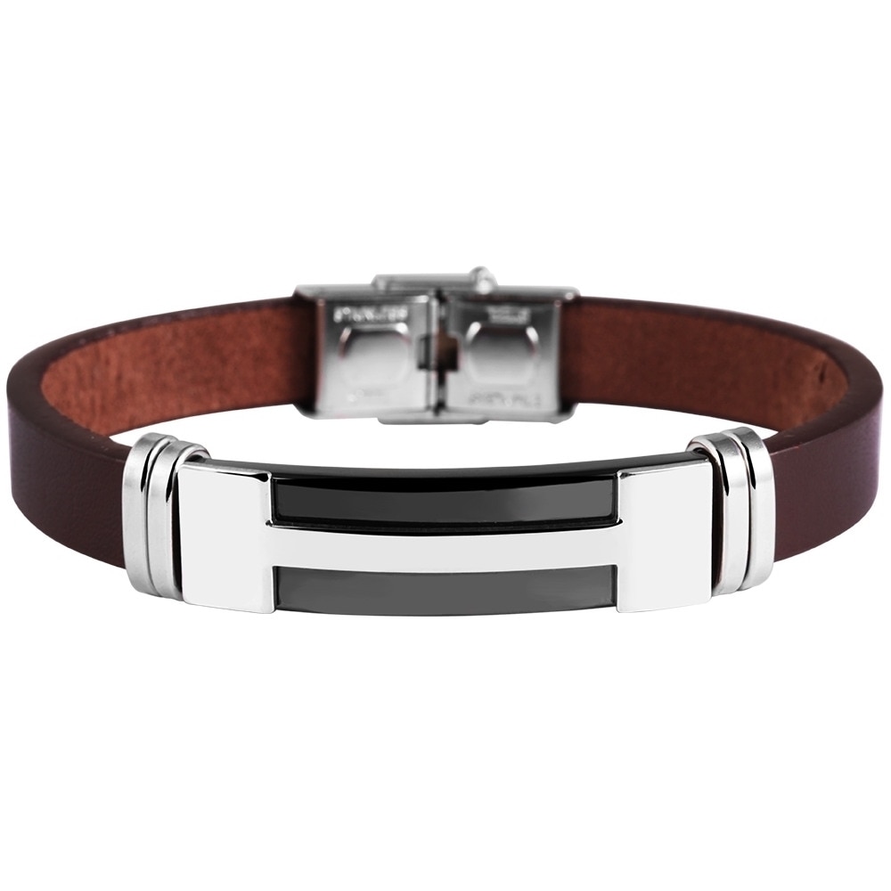 Bratara barbati din piele naturala maro KERR