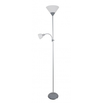 Lampa de podea Platinet PFLF066GR , E27 si E14 ,180cm , metal si plastic , gri cu alb Lampa de podea Platinet PFLF066GR , E27 si E14 ,180cm , metal si plastic , gri cu alb