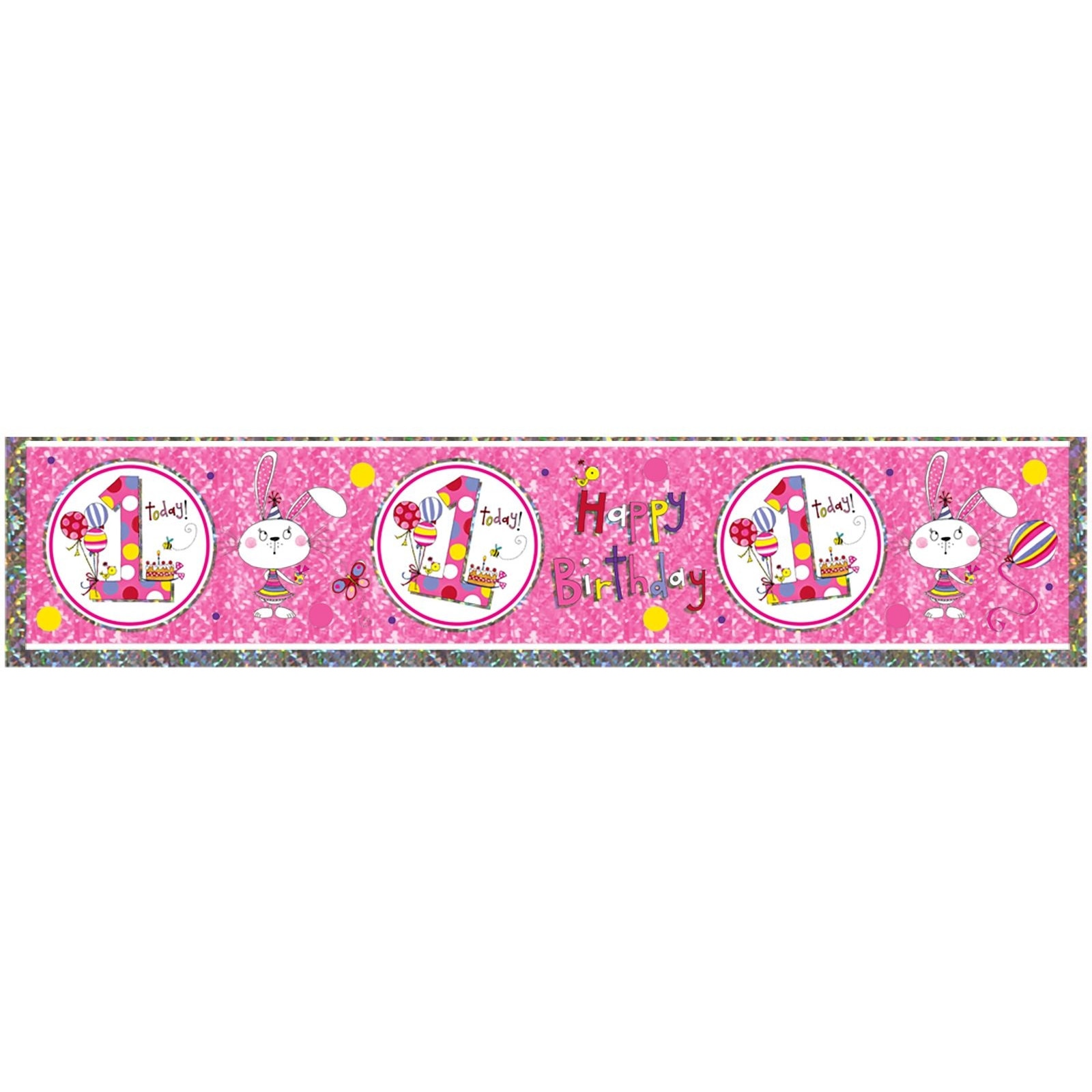 Banner decorativ Cifra 1 cu iepuras - 2.6 m, Qualatex 25017