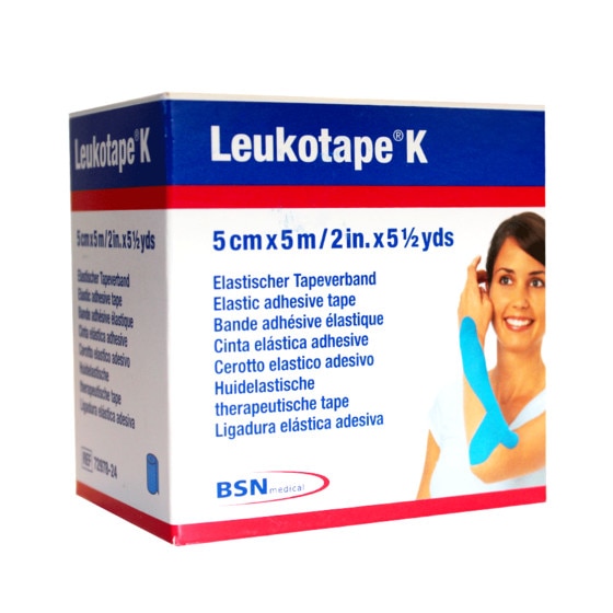Banda kinesiologica premium Leukotape K, 5cmx5m, culoare Albastru, hipoalergenica