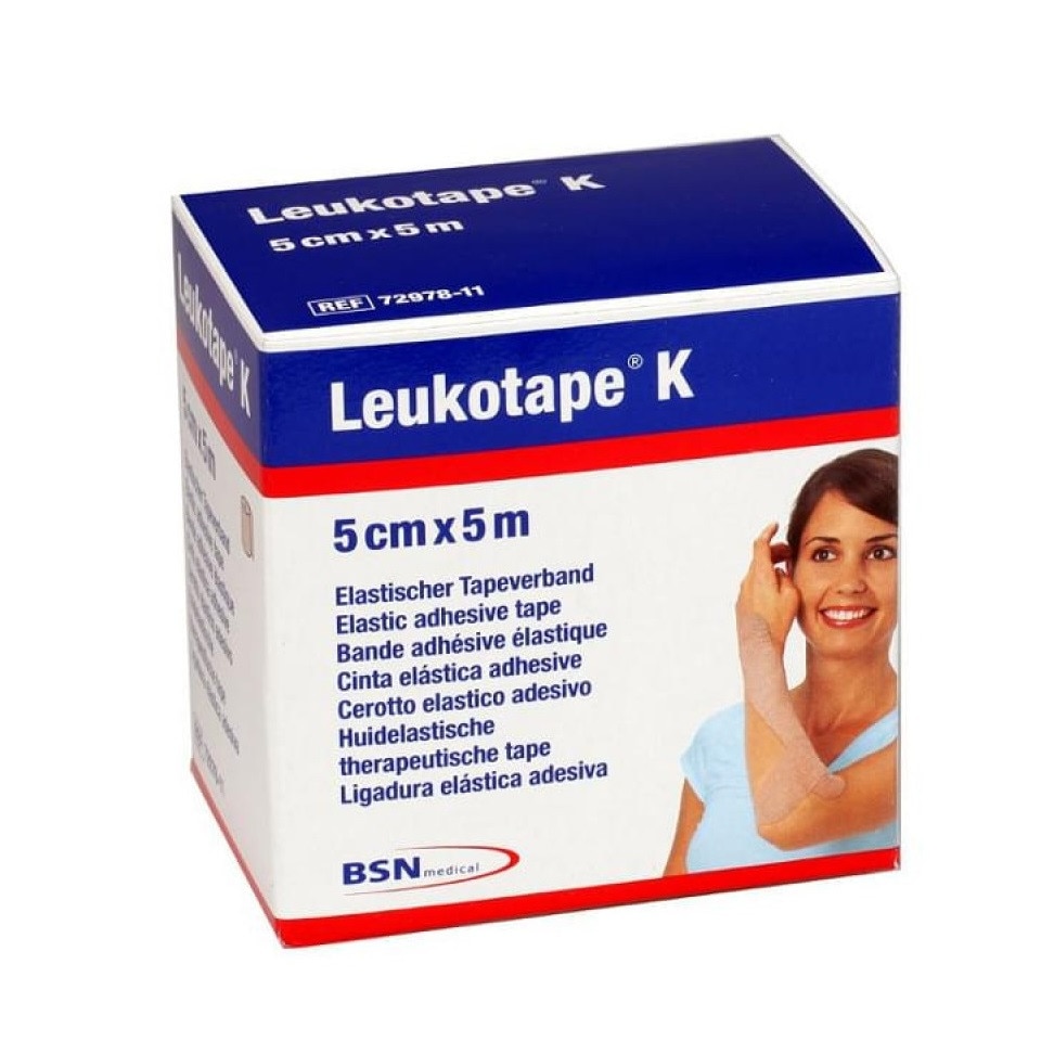 Banda kinesiologica premium Leukotape K, 5cmx5m, culoare Bej, hipoalergenica