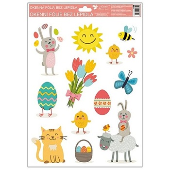 Sticker pentru geam, Pasti - lalele cu animale simpatice, 33.5 x 26 cm Sticker pentru geam, Pasti - lalele cu animale simpatice, 33.5 x 26 cm