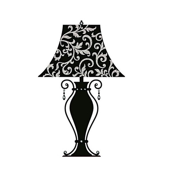 Sticker perete, veioza neagra cu sclipici argintiu, 30 x 48 cm